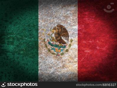 Old rusty metal sign with a flag - Mexico