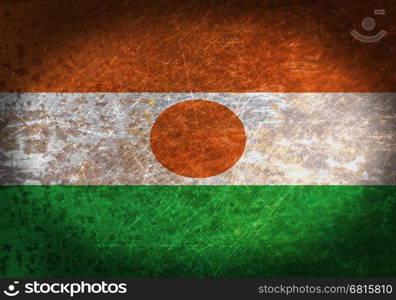 Old rusty metal sign with a flag - Niger