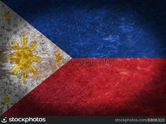 Old rusty metal sign with a flag - Philippines