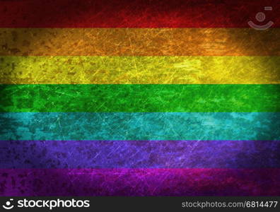 Old rusty metal sign with a flag - Rainbow Flag