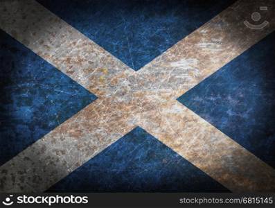 Old rusty metal sign with a flag - Scotland