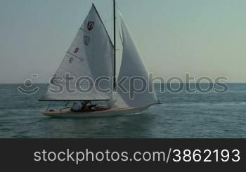 Old sailing boat in Mediterranean Sea during a regatta