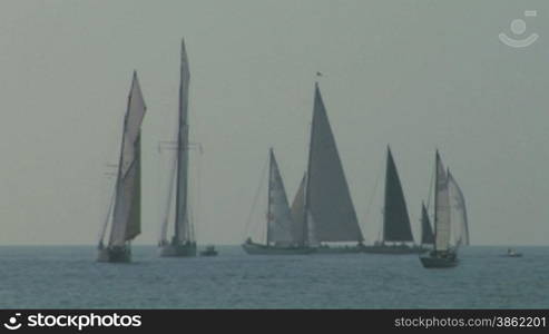 Old sailing boat in Mediterranean Sea during a regatta