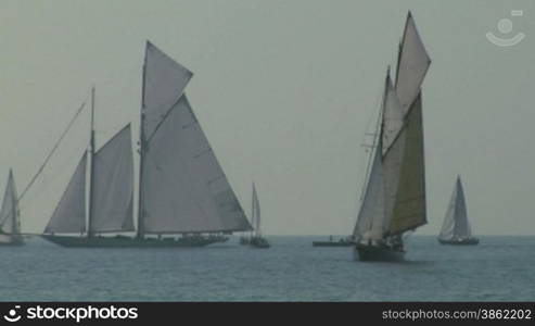 Old sailing boat in Mediterranean Sea during a regatta