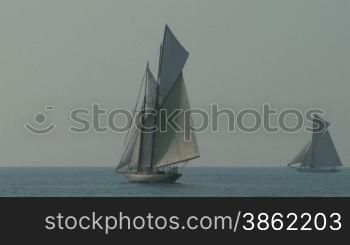 Old sailing boat in Mediterranean Sea during a regatta