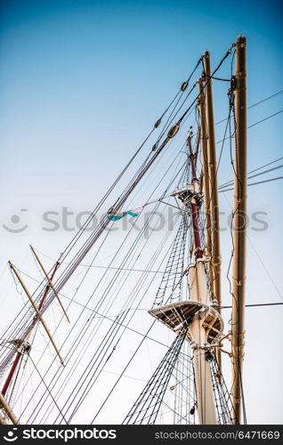 old sailing ship, frigate at anchor in the port of Gdynia, Poland. old sailing ship, frigate at anchor in the port