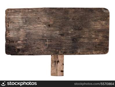 Old scratched wooden plate isolated on white