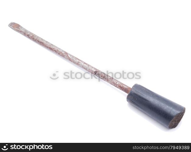 old screwdriver on a white background
