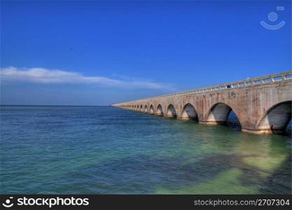 Old seven miles bridge to Key West . Seven miles bridge