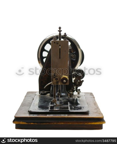 Old sewing machine isolated on a white background