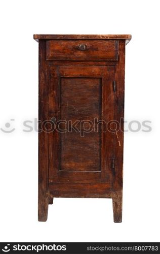 Old shabby cabinet isolated on white background