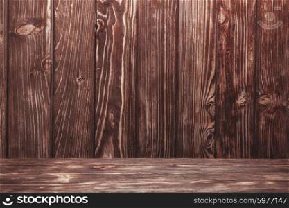 Old shabby natural wooden wall and floor for design. Wooden wall