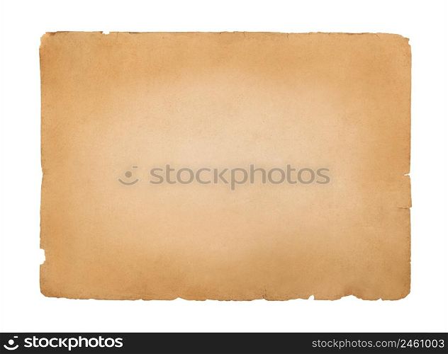 Old sheet of paper isolated on white background.. Old sheet of paper isolated on a white background.