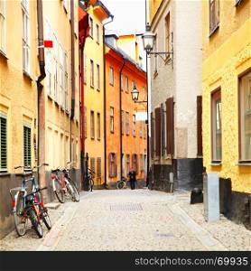 Old side street in Stockholm, Sweden
