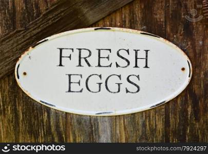 old sign advertising fresh eggs