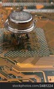 old silicon chip on the electronic board