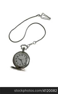 old silver pocket watch clock with chain