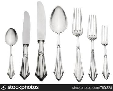Old Silverware Set (Clipping Path) This set is old, it is not brand new, the flaws in the silverware are natural. This set has often served.