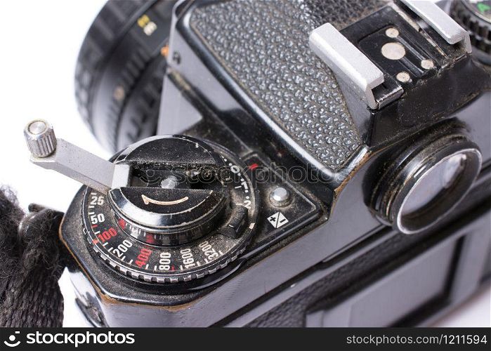 Old slr camera with dust and rusty to repair and restoration