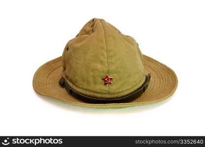 Old soviet army summer hat isolated
