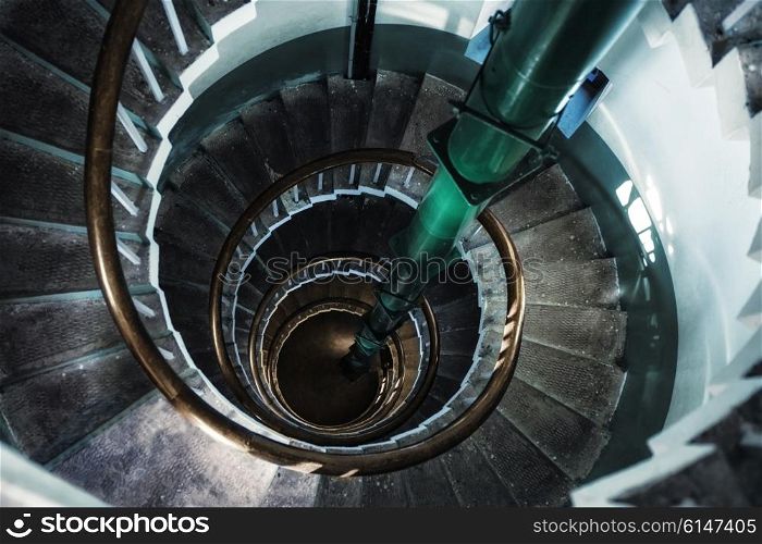 Old Spiral staircase close up. Architectural detail