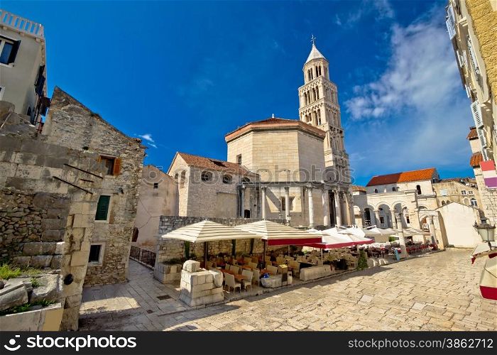 Old Split roman ruins and cathedral view, Dalmatia, Croatia