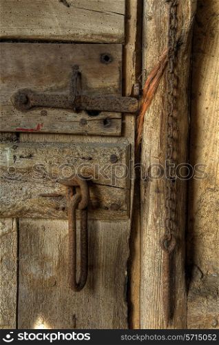 Old stable door with latch, Worcestershire, England.