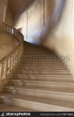 Old staircase made of pure white marble