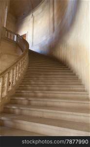 Old staircase made of pure white marble