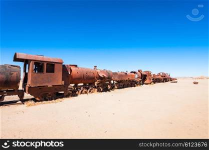 Old steam Locomotive in Train Cemetery near Uyuni, Bolivia