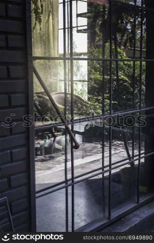 Old steel door to the living room, stock photo