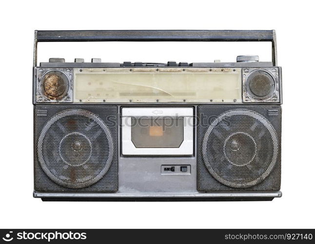 old stereo isolated on white background