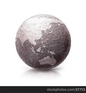 Old Stone Asia & Australia world map 3D illustration on white background