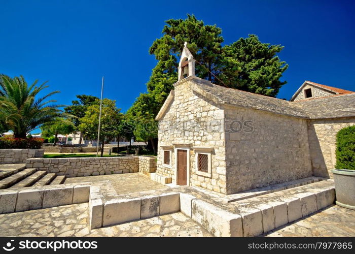 Old stone chapel in Primosten, Dalmatia, Croatia