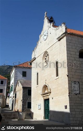 Old stone church in Bol, island Brach, Croatia