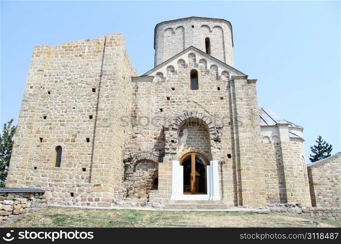 Old stone church in Jurjevi Stupovi monastery near Novi Pazar, Serbia