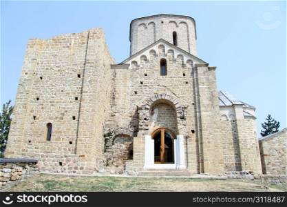 Old stone church in Jurjevi Stupovi monastery near Novi Pazar, Serbia