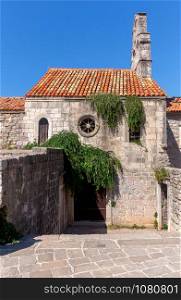 Old stone church of St. Mary on a sunny day. Budva. Montenegro. Budva. Church of St. Mary.