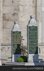 Old stone on the graves in Istanbul from Ottoman time