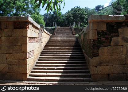 Old stone staircase in Mihintale, Sri Lanka