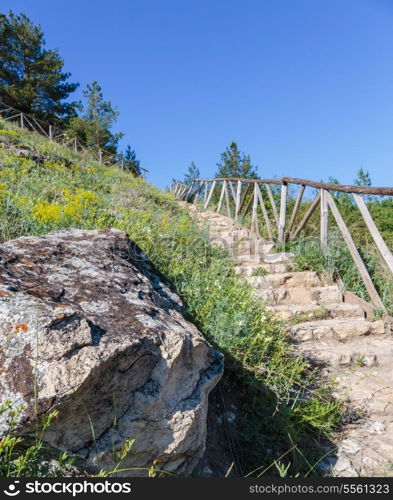 old stone stairs on a hill