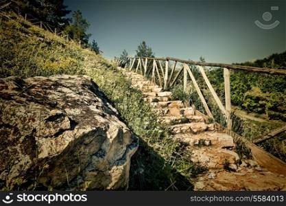 old stone stairs on a hill