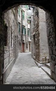 Old stone street in Shibenik, Croatia
