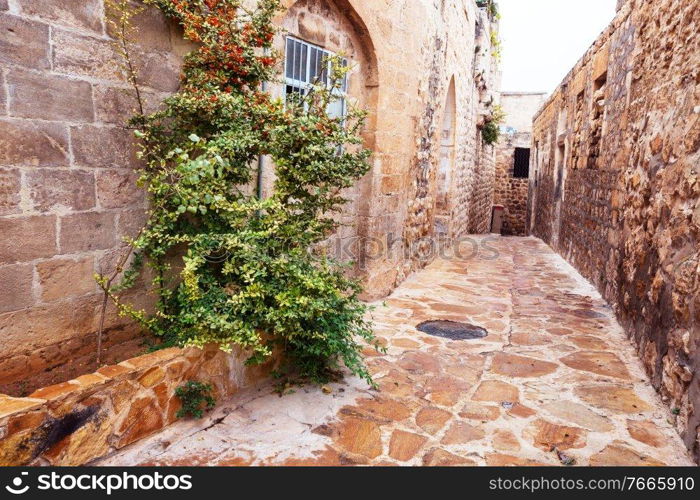 Old street in historical city Mardin, Turkey