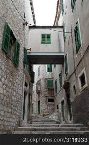 Old street in the center of Shibenik, Croatia