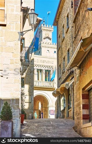 Old street in the City of San Marino, San Marino