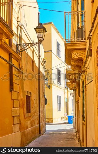 Old street in the Old City in Syracuse, Sicily Island, Italy