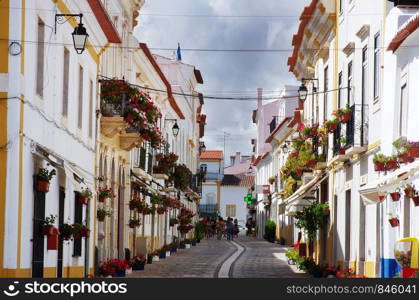 old street in Vila Vicosa village, Portugal