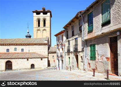 Old street near Santos Justo and Pastor's church in Segovia, Spain