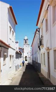 old street of bell tower, Borba, Portugal